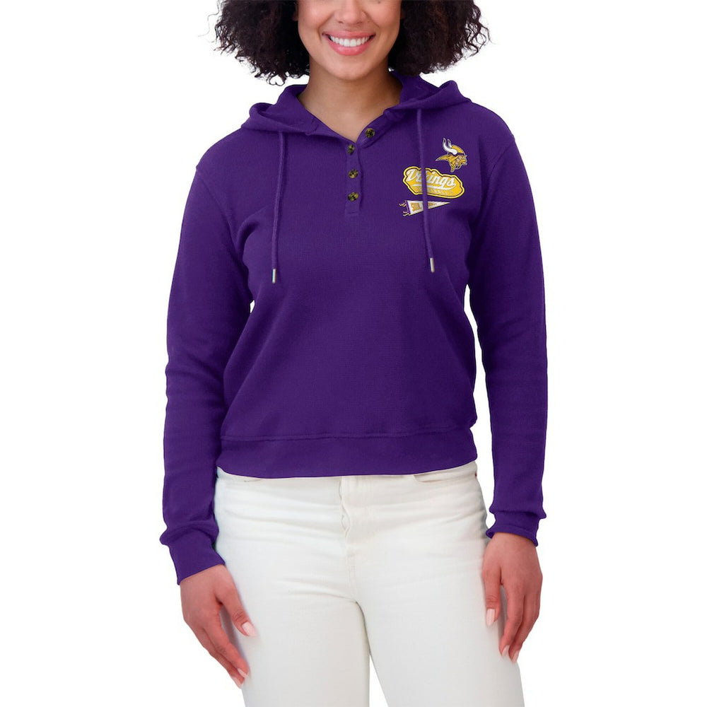 NFL Minnesota Vikings WEAR by Erin Andrews Women's Waffle-Knit Pullover Hoodie