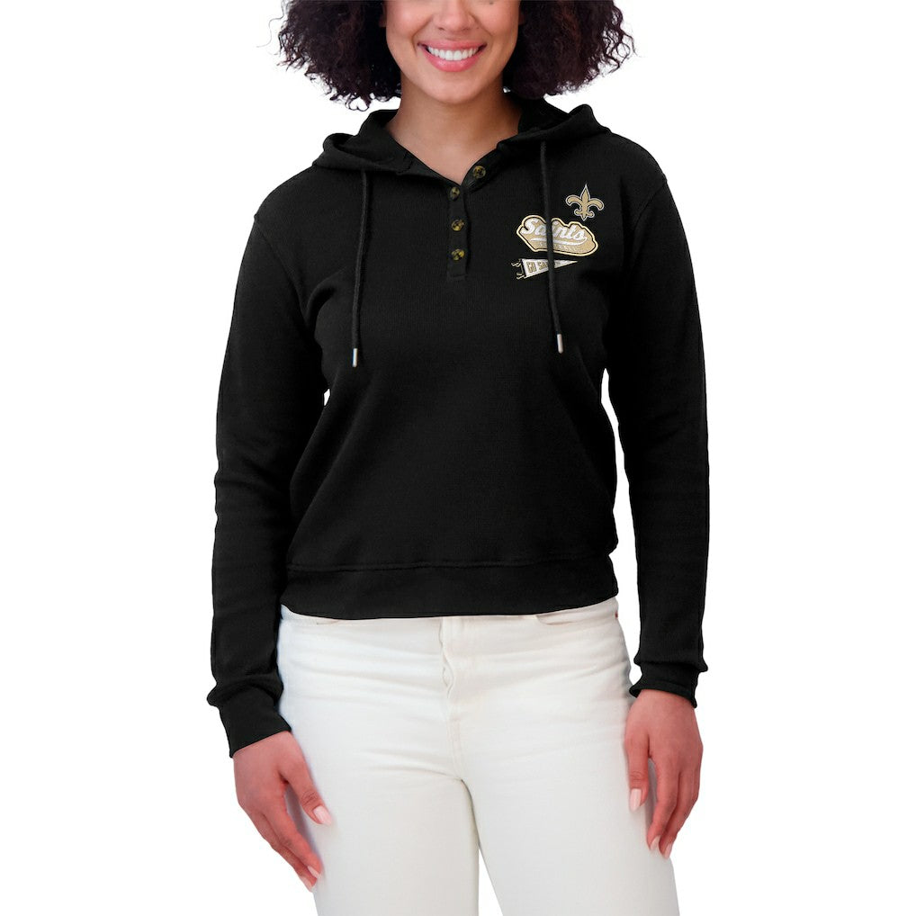 NFL New Orleans Saints WEAR by Erin Andrews Women's Waffle-Knit Pullover Hoodie