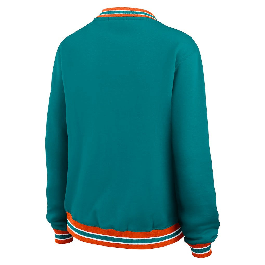 NFL Miami Dolphins WEAR by Erin Andrews Women's Oversized Long Sleeve V-Neck Sweatshirt