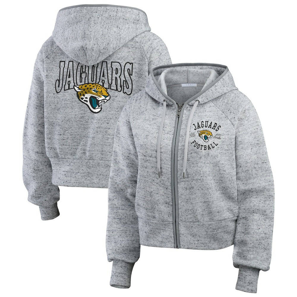 NFL Jacksonville Jaguars WEAR by Erin Andrews Women's Speckled Fleece Cropped Full-Zip Hoodie