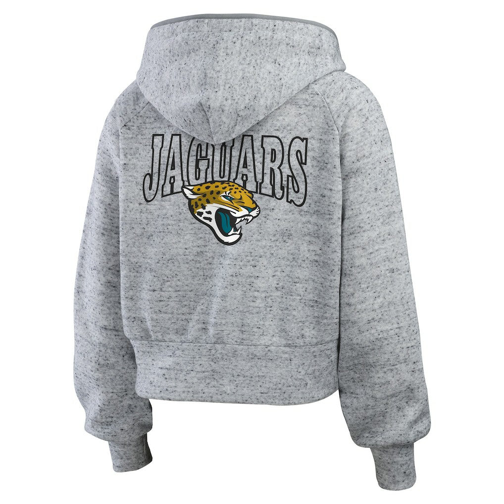 NFL Jacksonville Jaguars WEAR by Erin Andrews Women's Speckled Fleece Cropped Full-Zip Hoodie