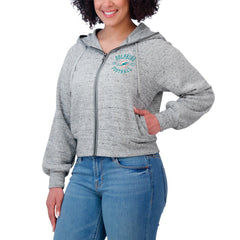 NFL Miami Dolphins WEAR by Erin Andrews Women's Speckled Fleece Cropped Full-Zip Hoodie
