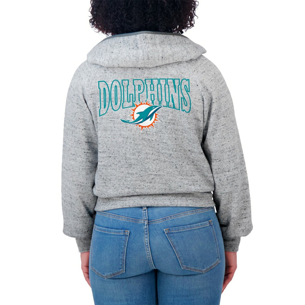 NFL Miami Dolphins WEAR by Erin Andrews Women's Speckled Fleece Cropped Full-Zip Hoodie