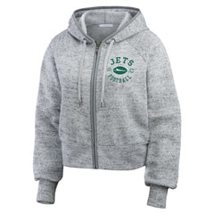 NFL New York Jets WEAR by Erin Andrews Women's Speckled Fleece Cropped Full-Zip Hoodie