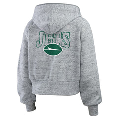 NFL New York Jets WEAR by Erin Andrews Women's Speckled Fleece Cropped Full-Zip Hoodie