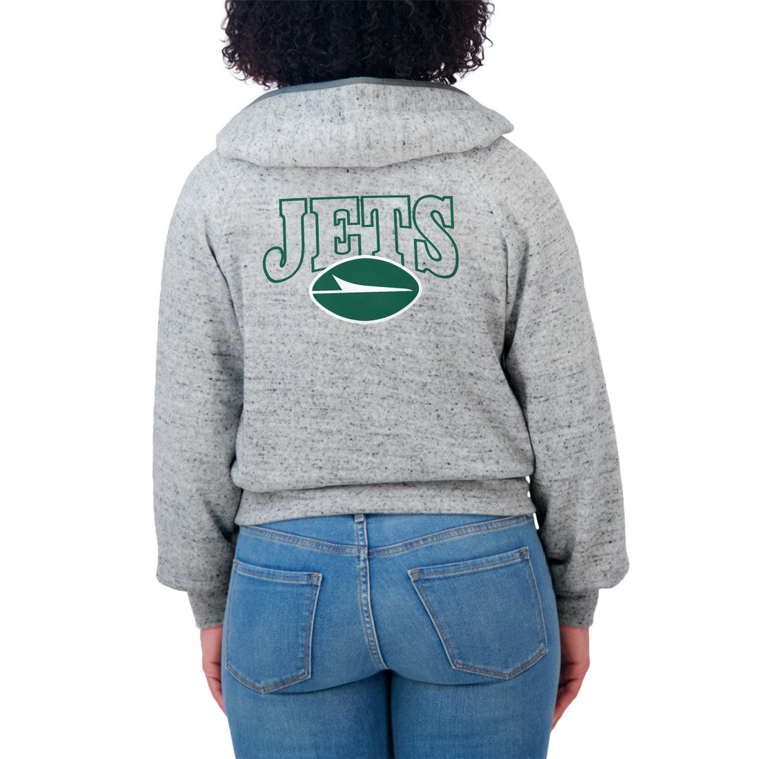 NFL New York Jets WEAR by Erin Andrews Women's Speckled Fleece Cropped Full-Zip Hoodie