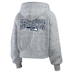 NFL Seattle Seahawks WEAR by Erin Andrews Women's Speckled Fleece Cropped Full-Zip Hoodie