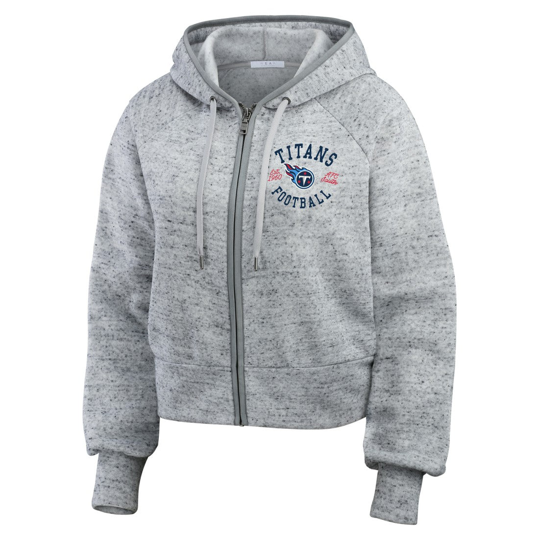 NFL Tennessee Titans WEAR by Erin Andrews Women's Speckled Fleece Cropped Full-Zip Hoodie