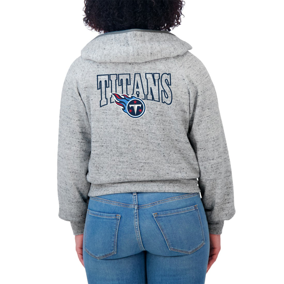 NFL Tennessee Titans WEAR by Erin Andrews Women's Speckled Fleece Cropped Full-Zip Hoodie