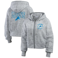 NFL Detroit Lions WEAR by Erin Andrews Women's Speckled Fleece Cropped Full-Zip Hoodie