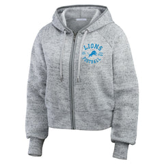 NFL Detroit Lions WEAR by Erin Andrews Women's Speckled Fleece Cropped Full-Zip Hoodie