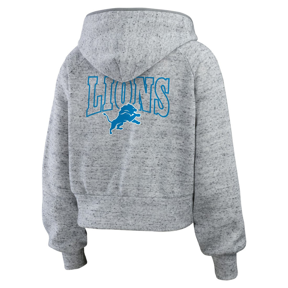 NFL Detroit Lions WEAR by Erin Andrews Women's Speckled Fleece Cropped Full-Zip Hoodie