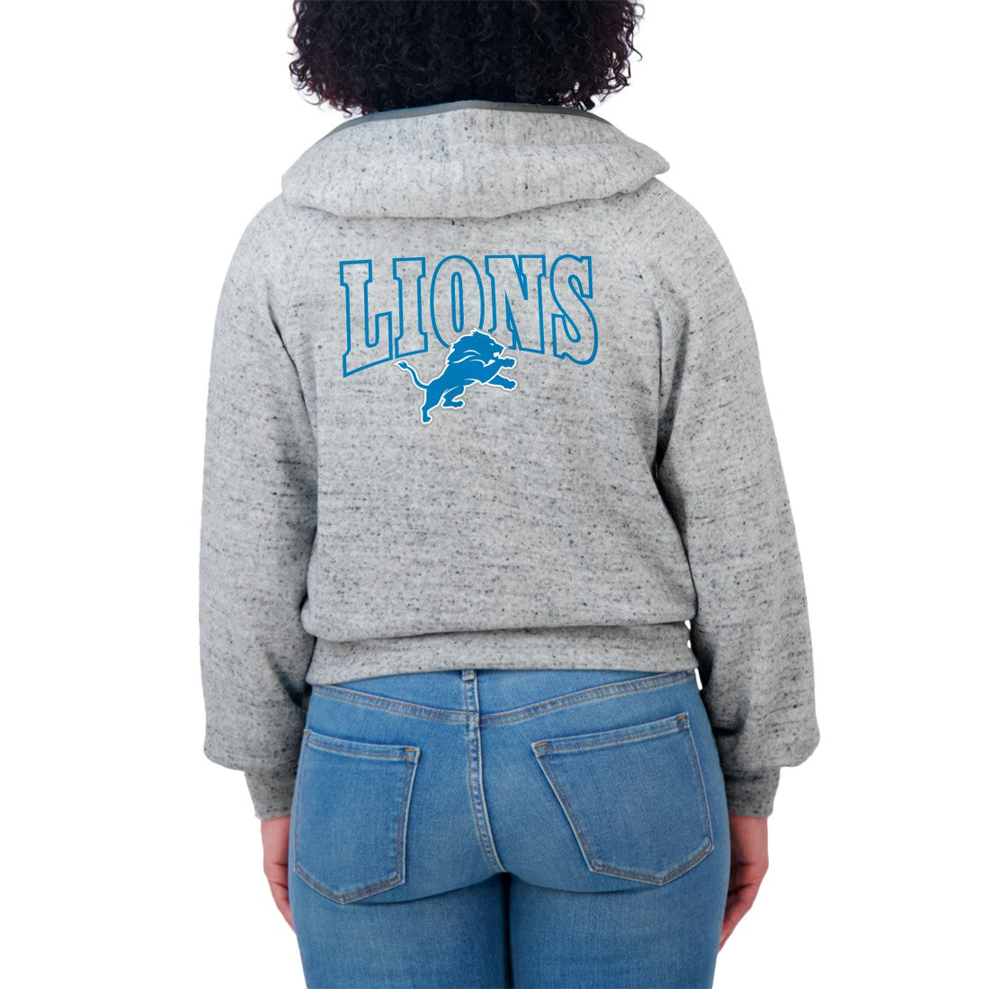 NFL Detroit Lions WEAR by Erin Andrews Women's Speckled Fleece Cropped Full-Zip Hoodie