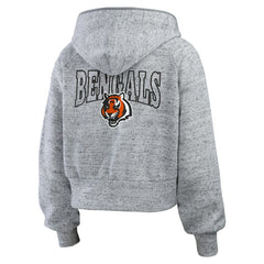 NFL Cincinnati Bengals WEAR by Erin Andrews Women's Speckled Fleece Cropped Full-Zip Hoodie