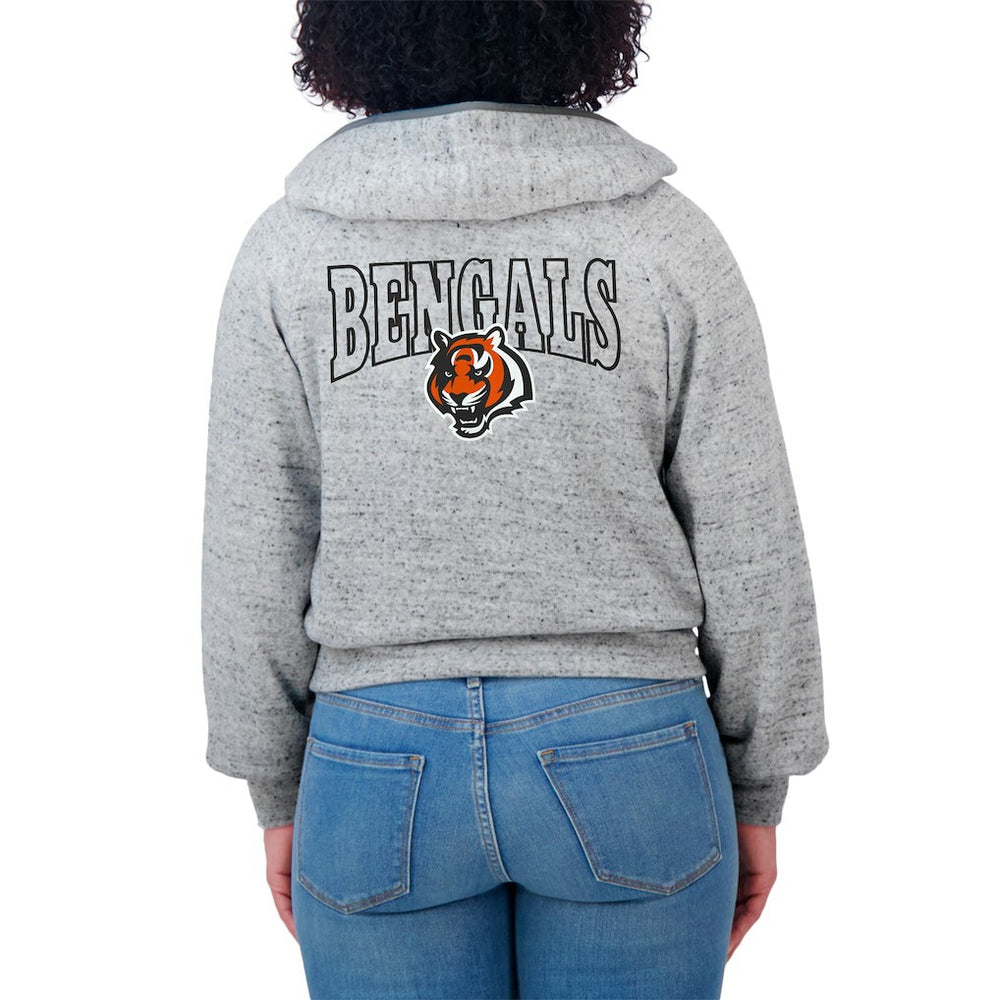 NFL Cincinnati Bengals WEAR by Erin Andrews Women's Speckled Fleece Cropped Full-Zip Hoodie