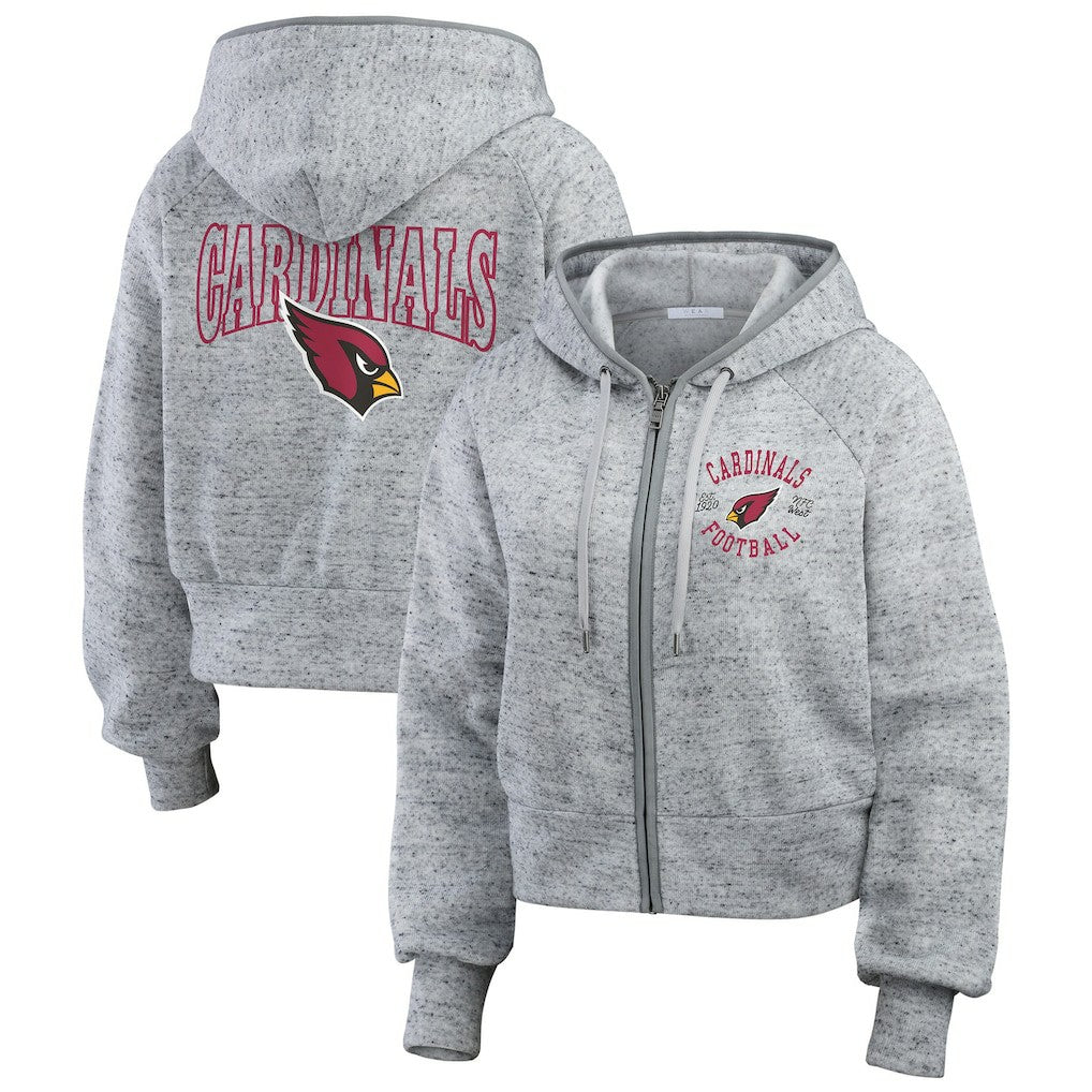 NFL Arizona Cardinals WEAR by Erin Andrews Women's Speckled Fleece Cropped Full-Zip Hoodie