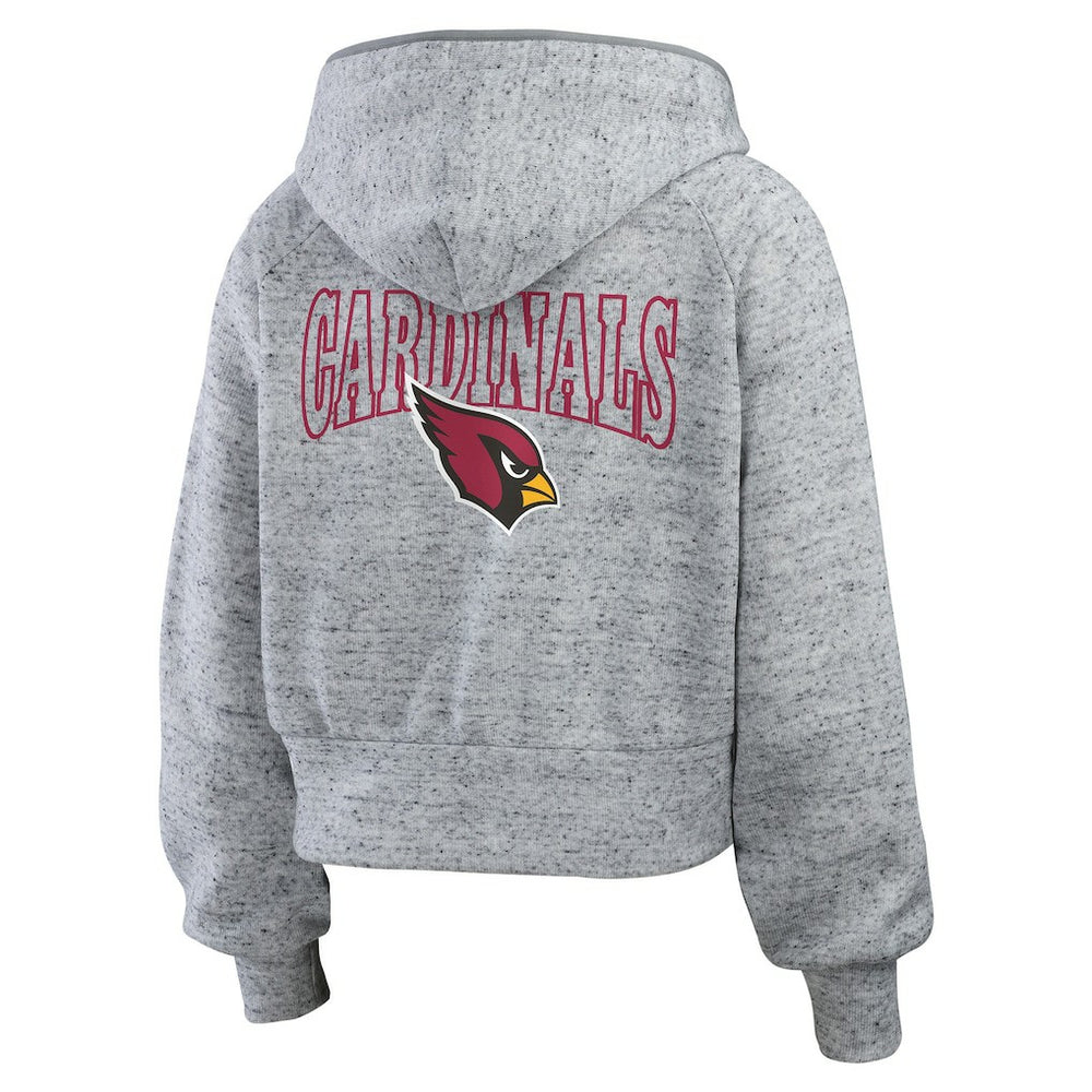 NFL Arizona Cardinals WEAR by Erin Andrews Women's Speckled Fleece Cropped Full-Zip Hoodie
