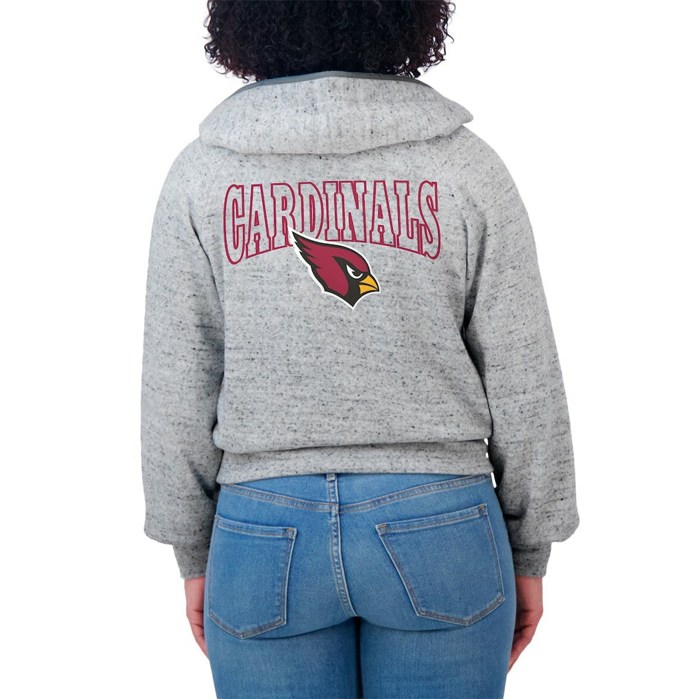 NFL Arizona Cardinals WEAR by Erin Andrews Women's Speckled Fleece Cropped Full-Zip Hoodie