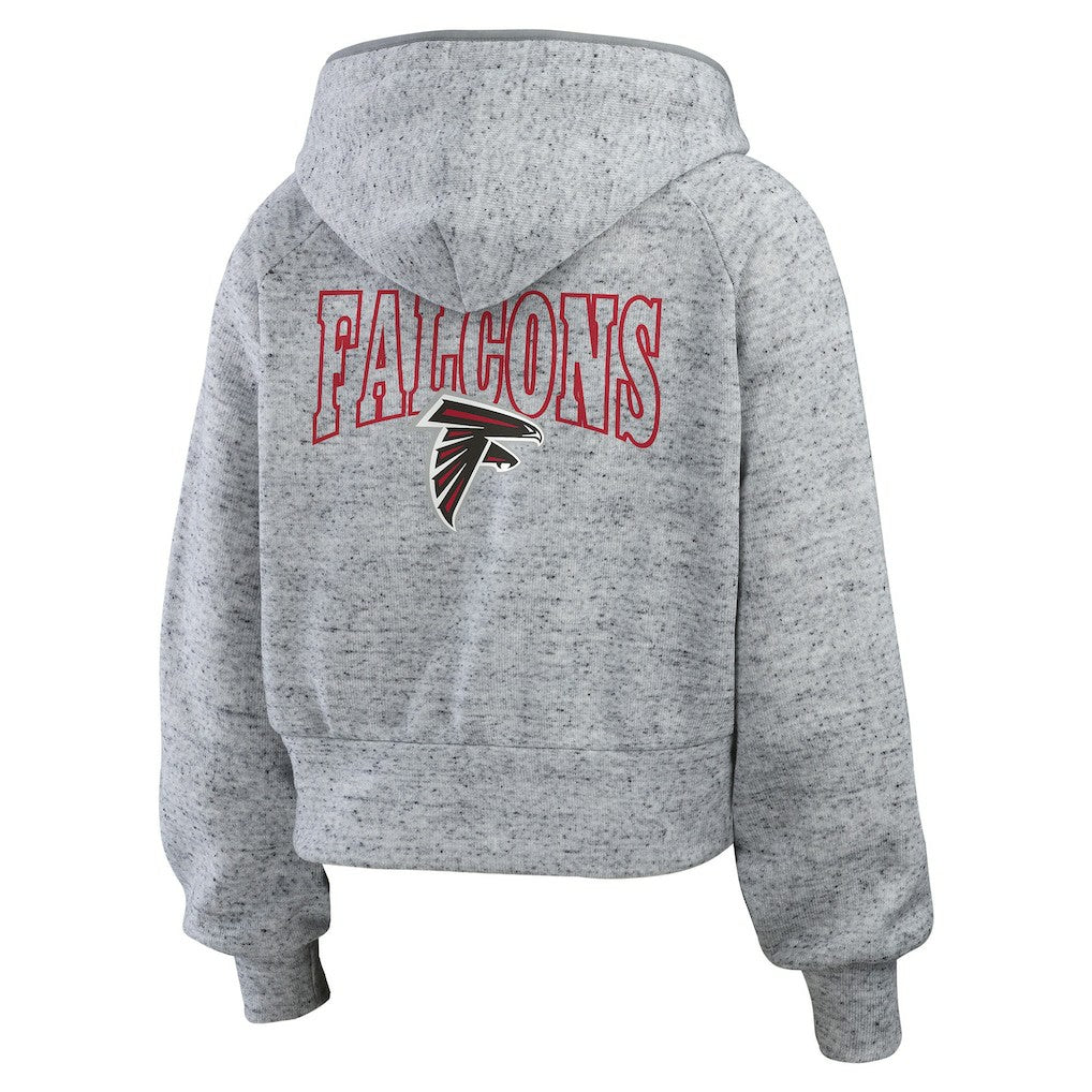 NFL Atlanta Falcons WEAR by Erin Andrews Women's Speckled Fleece Cropped Full-Zip Hoodie
