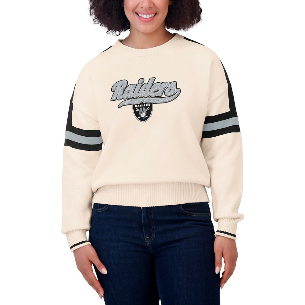 NFL Las Vegas Raiders WEAR by Erin Andrews Women's Stripe Pullover Sweater