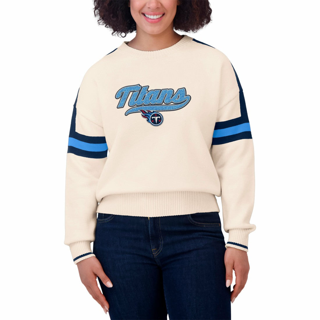 NFL Tennessee Titans WEAR by Erin Andrews Women's Stripe Pullover Sweater