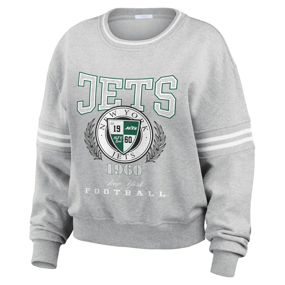 NFL New York Jets WEAR by Erin Andrews Women's Crest Cropped Pullover Sweatshirt