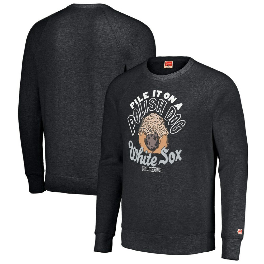Chicago White Sox MLB x Guy Fieri’s Flavortown Unisex Tri-Blend Pullover Sweatshirt - Charcoal