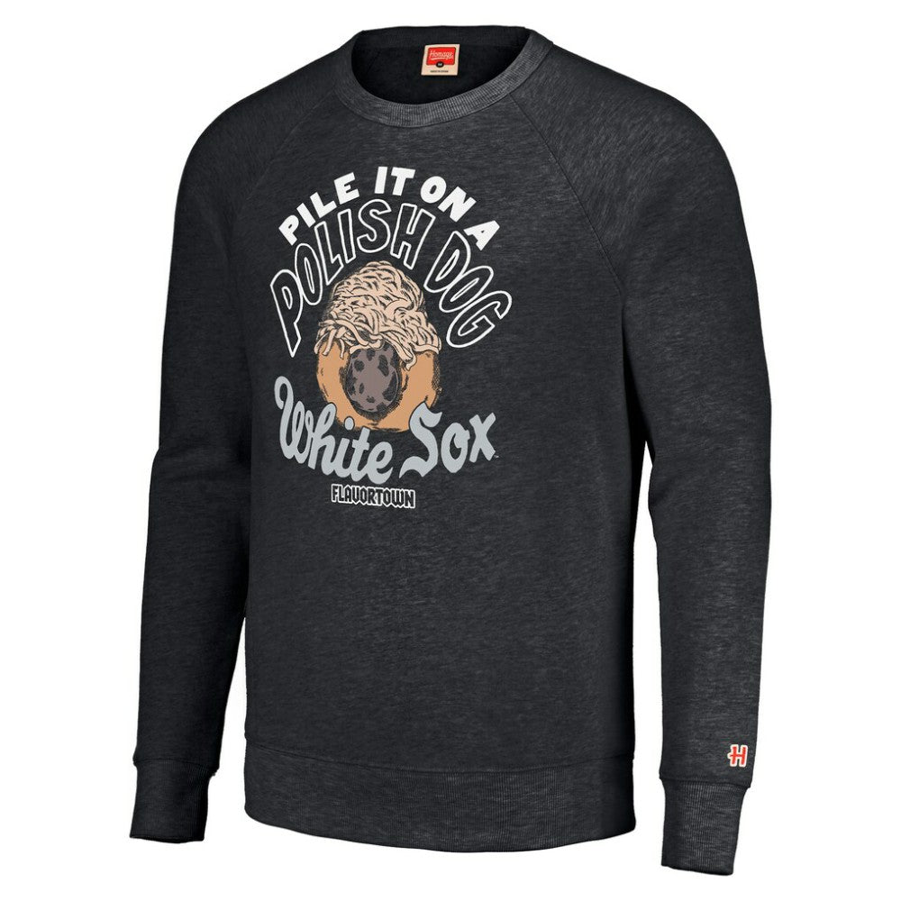 Chicago White Sox MLB x Guy Fieri’s Flavortown Unisex Tri-Blend Pullover Sweatshirt - Charcoal