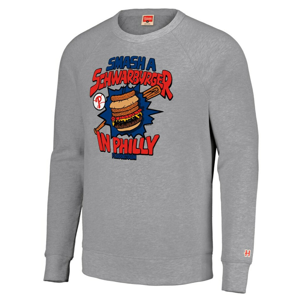 Philadelphia Phillies MLB x Guy Fieri’s Flavortown Unisex Tri-Blend Pullover Sweatshirt - Gray