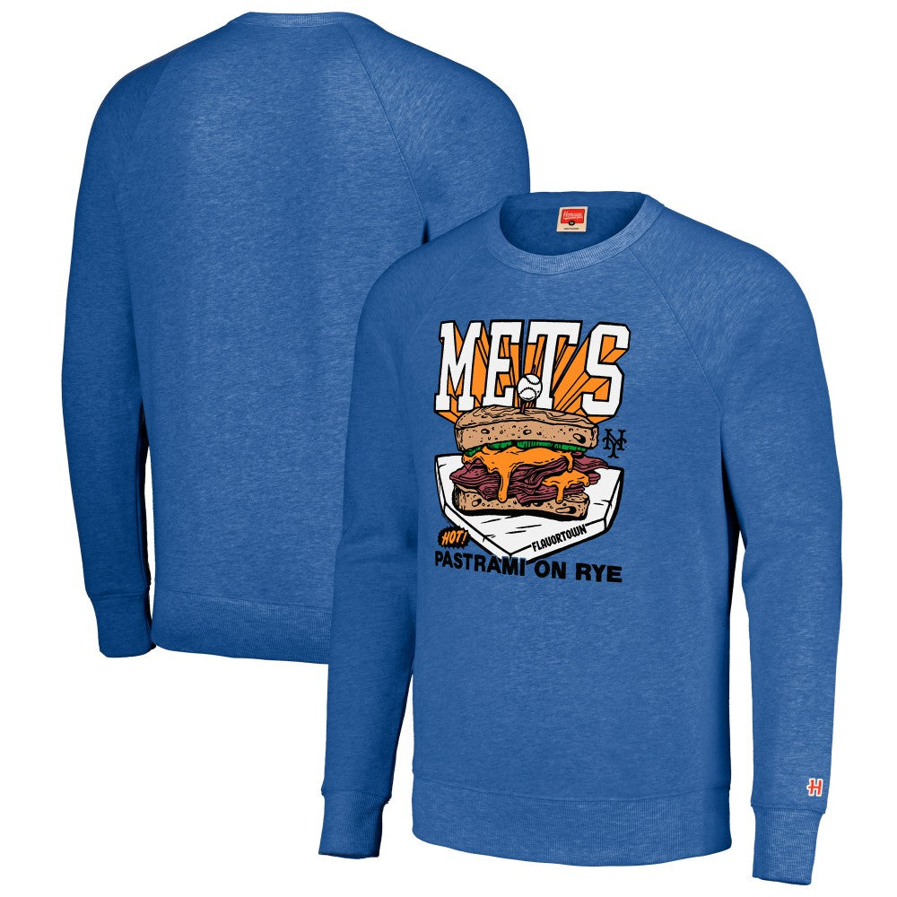 New York Mets MLB x Guy Fieri’s Flavortown Unisex Tri-Blend Pullover Sweatshirt - Royal