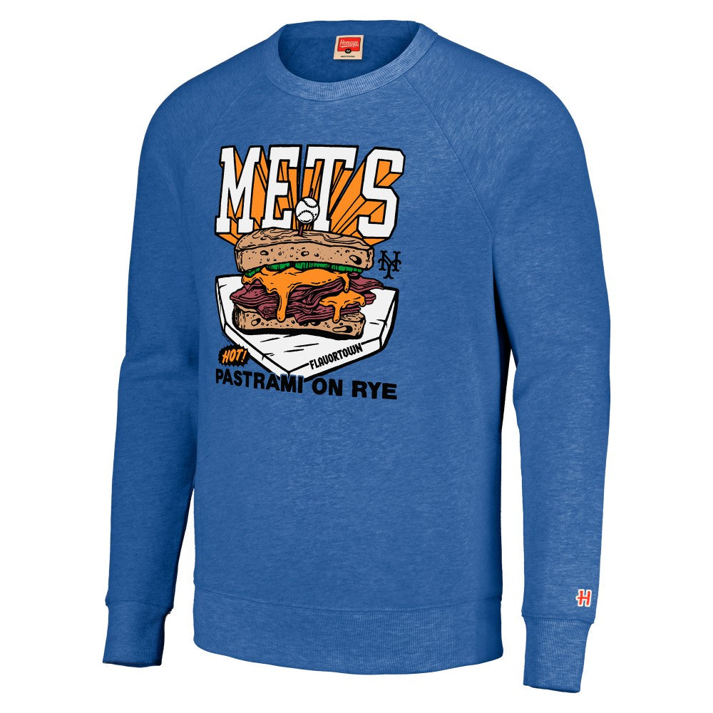 New York Mets MLB x Guy Fieri’s Flavortown Unisex Tri-Blend Pullover Sweatshirt - Royal
