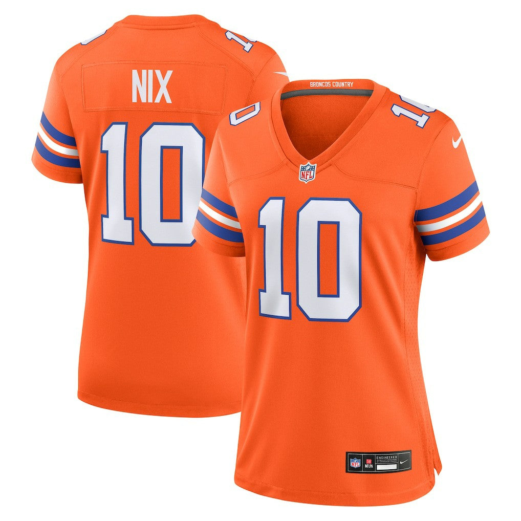 NFL Denver Broncos Bo Nix  Women's Mile High Collection 1977 Throwback Player Game Jersey