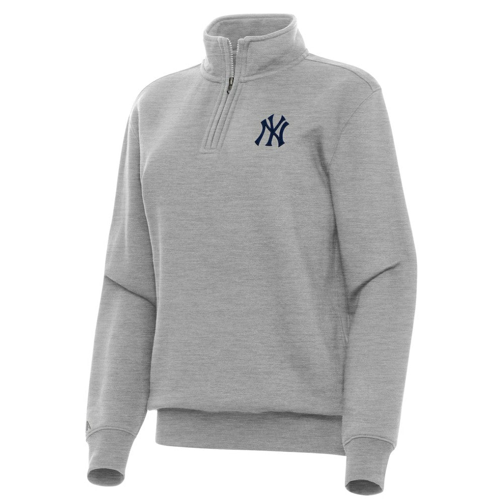 New York Yankees Antigua Women's Victory Quarter-Zip Sweatshirt - Heather Gray