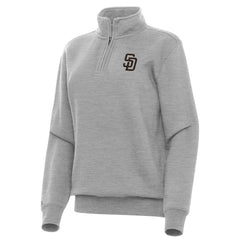 San Diego Padres Antigua Women's Victory Quarter-Zip Sweatshirt - Heather Gray