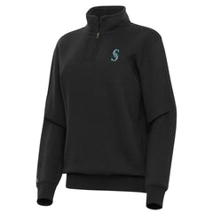 Seattle Mariners Antigua Women's Victory Quarter-Zip Sweatshirt - Black