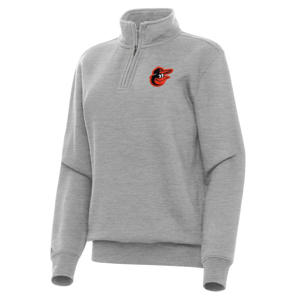 Baltimore Orioles Antigua Women's Victory Quarter-Zip Sweatshirt - Heather Gray