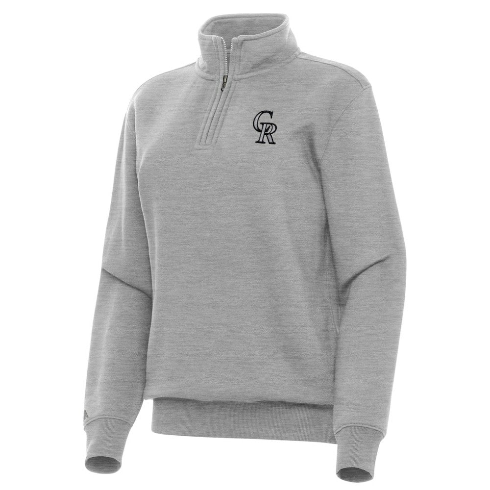 Colorado Rockies Antigua Women's Victory Quarter-Zip Sweatshirt - Heather Gray