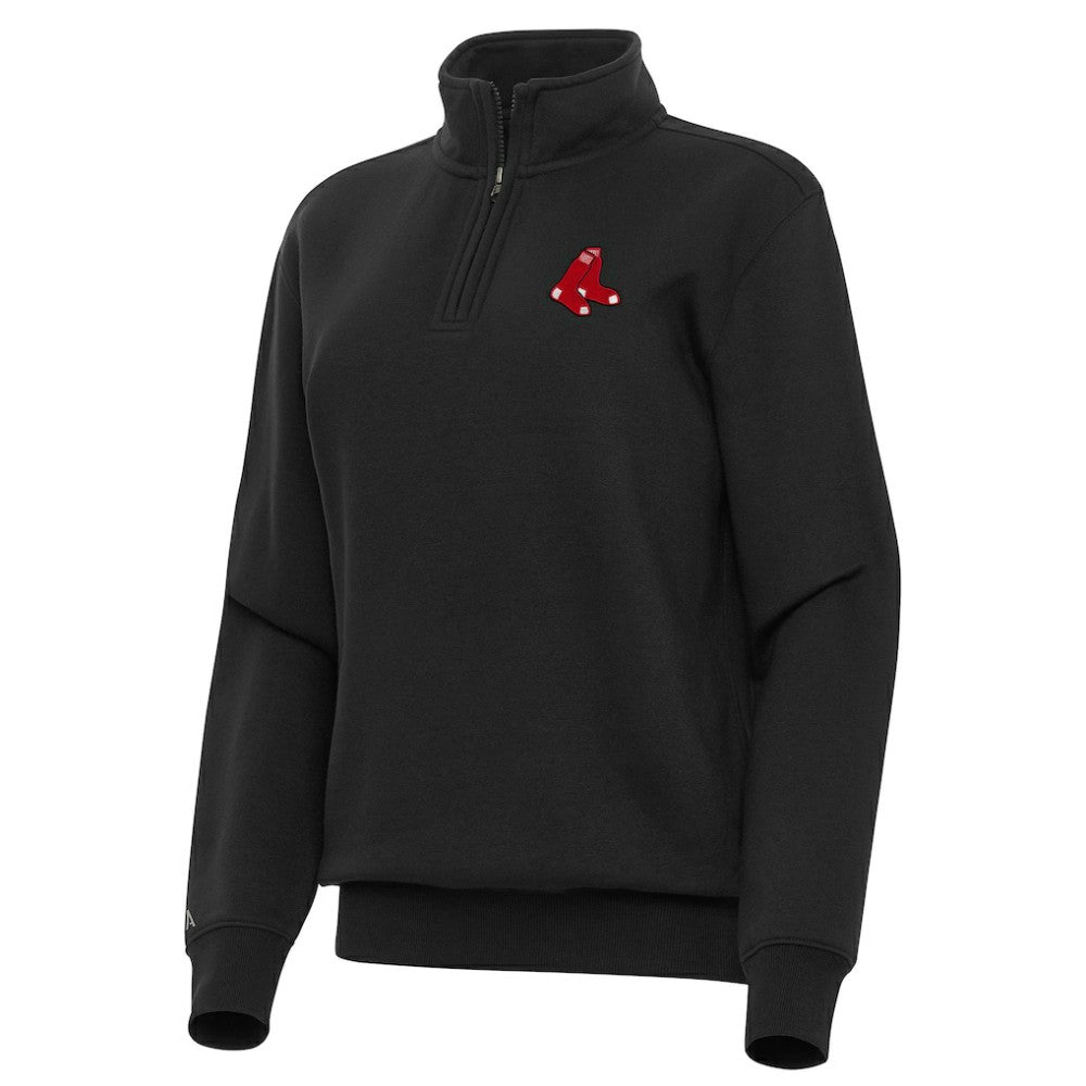 Boston Red Sox Antigua Women's Victory Quarter-Zip Sweatshirt - Black