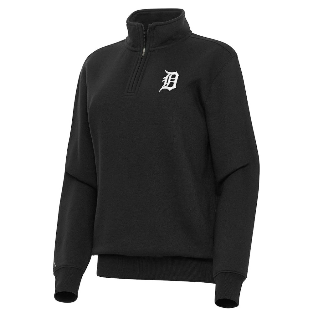 Detroit Tigers Antigua Women's Victory Quarter-Zip Sweatshirt - Black