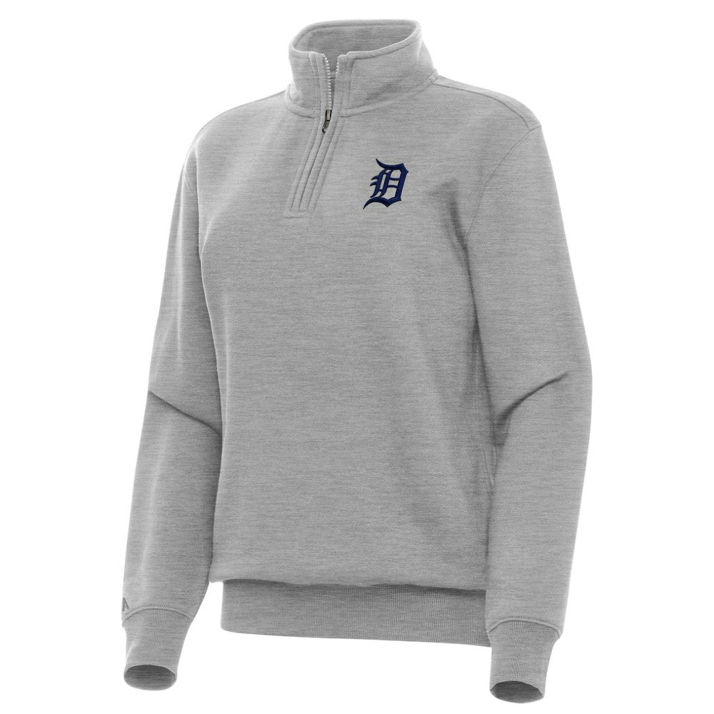 Detroit Tigers Antigua Women's Victory Quarter-Zip Sweatshirt - Heather Gray