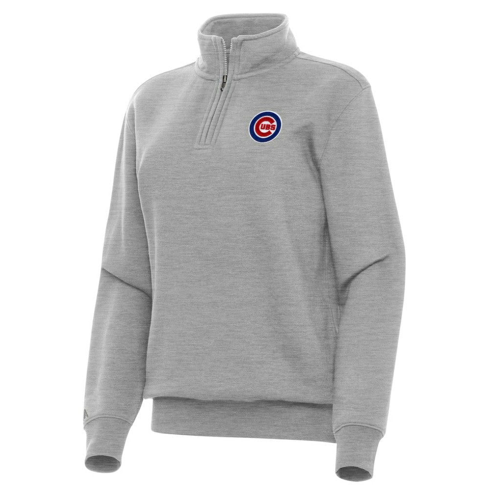 Chicago Cubs Antigua Women's Victory Quarter-Zip Sweatshirt - Heather Gray