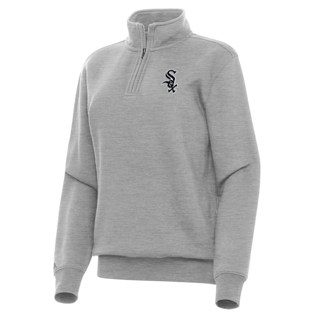 Chicago White Sox Antigua Women's Victory Quarter-Zip Sweatshirt - Heather Gray