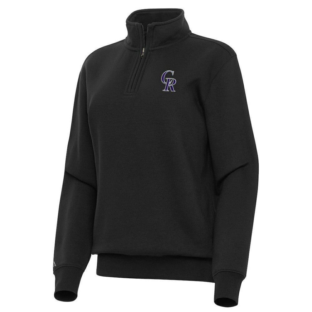 Colorado Rockies Antigua Women's Victory Quarter-Zip Sweatshirt - Black