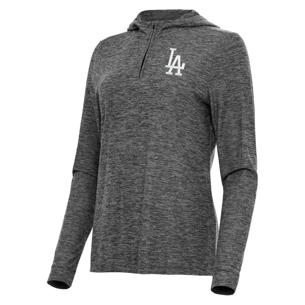 Los Angeles Dodgers Antigua Women's Daybreak Quarter-Zip Hoodie - Heather Black