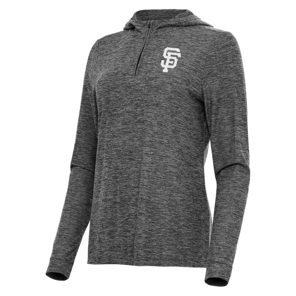 San Francisco Giants Antigua Women's Daybreak Quarter-Zip Hoodie - Heather Black