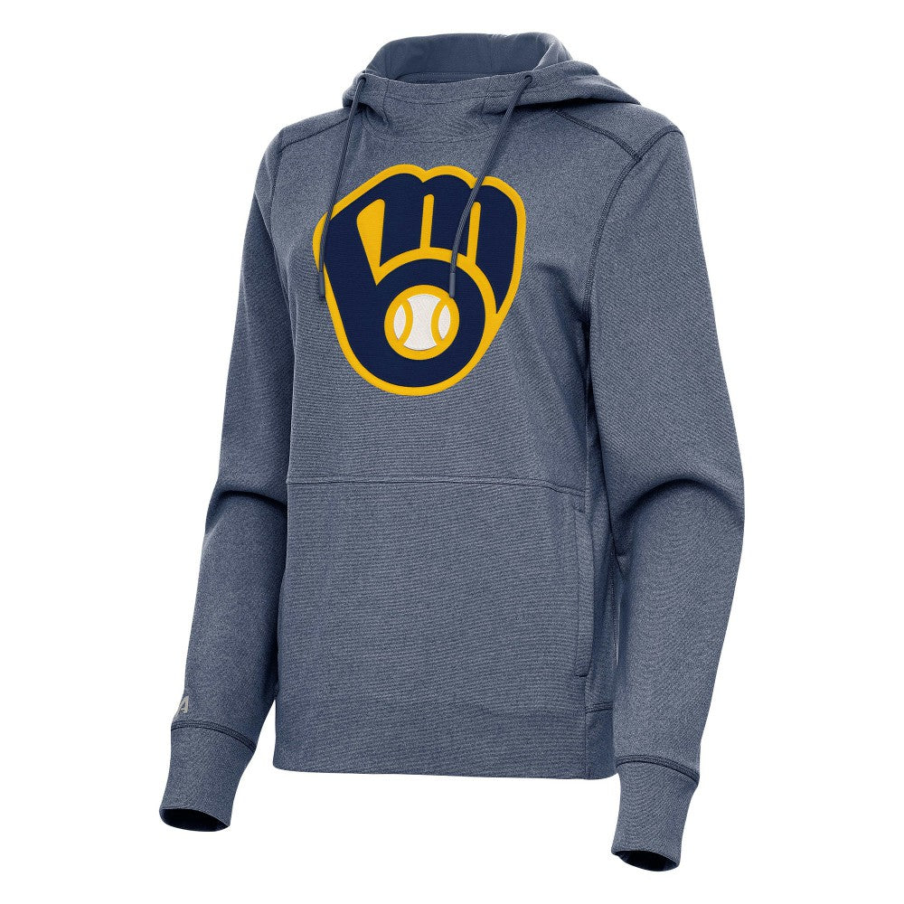 Milwaukee Brewers Antigua Women's Justice Pullover Hoodie - Heather Navy