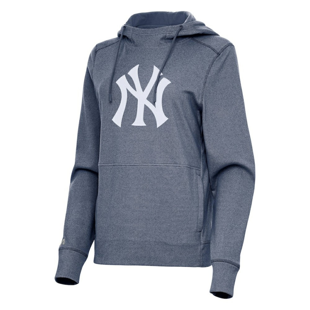 New York Yankees Antigua Women's Justice Pullover Hoodie - Heather Navy