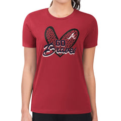 Atlanta Braves G-III 4Her by Carl Banks Women's Super-Slim Fit Lightweight Leopard Heart T-Shirt - Red