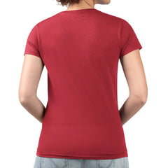 Los Angeles Angels G-III 4Her by Carl Banks Women's Super-Slim Fit Lightweight Leopard Heart V-Neck T-Shirt - Red