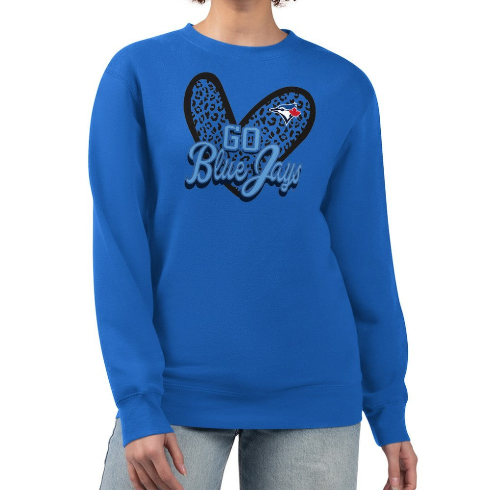 Toronto Blue Jays G-III 4Her by Carl Banks Women's Leopard Heart Pullover Sweatshirt - Royal